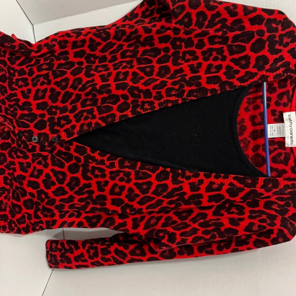 Black and red cheetah sweater